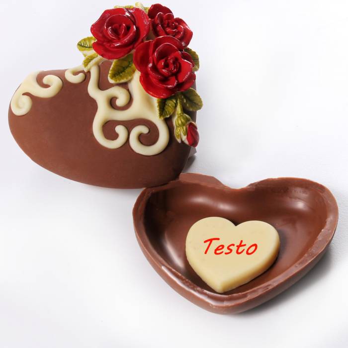 Scatola cuore fiorita e MSG personalizzati di cioccolato
