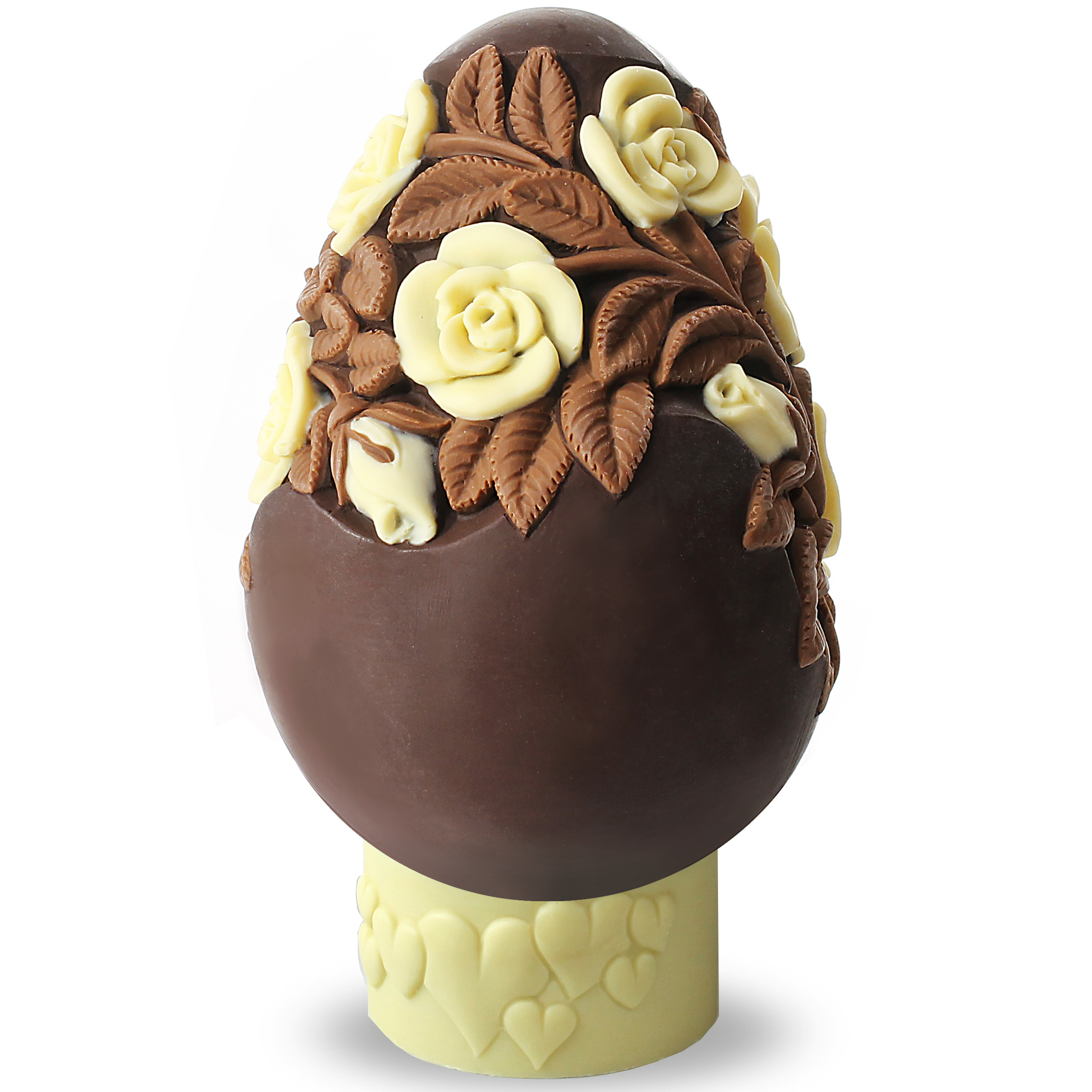 Uovo di Pasqua Rose ai tre cioccolati, lavorazione artistica
