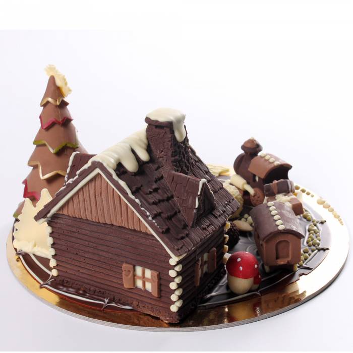 Decorazioni Natalizie Di Cioccolato.Baita Di Natale Di Cioccolato Con Trenino