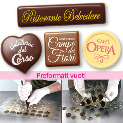 Preformati personalizzati da riempire per targhette e cioccolatini