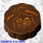 Cioccolatino decorato con gli auguri di Natale tramite le decalcomanie personalizzabili PLUSIA