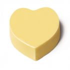 A customizable heart-shaped chocolaets in white milk chocolate