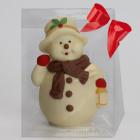 Addobbo natalizio di cioccolato a forma di pupazzo di neve in cioccolato bianco decorato a mano