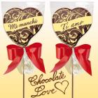 Simpatici lecca lecca di cioccolato, tema amore, ideali per San Valentino e per augurare dolcezza ad una persona cara