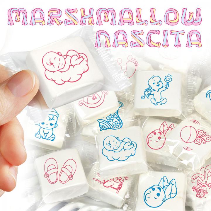 Masrhmallow assortito azzurri e rosa per nascita e Battesimo