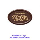 PLUSIA stampa il marchio delle aziende su cioccolatino ovale a scopo promozionale e pubblicitario