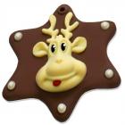 Appendibile di cioccolato con simpatica renna in rilievo sulla stella