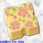 A square shaped chocolate with floral design obtained using transfers by PLUSIA