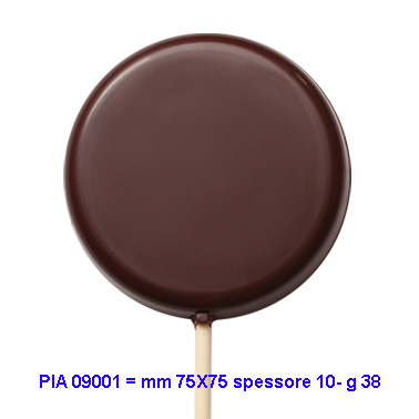 lecca lecca di cioccolato fondente di forma tonda e personalizzabile