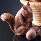 A chocolate squirrel with acorns 