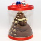 Christmas gift box with Christmas tree and bear in chocolate