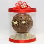 Gift Idea for Christmas. Ball of fine art chocolate with embossed holly