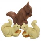 Three chocolate squirrels