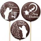 A lollipop in dark chocolate decorated for Xmas by PLUSIA