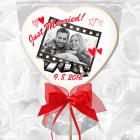 Big sugar lolly customized with photo for wedding day favours