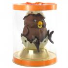 A little chick in dark fondant chocolate with an egg-shell cap in white milk chocolate is presented in a transparent box with an elegant bow.