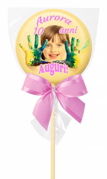 Lecca Lecca di cioccolato tondo - 38 g - 7,5 cm - Lecca lecca di cioccolato personalizzati