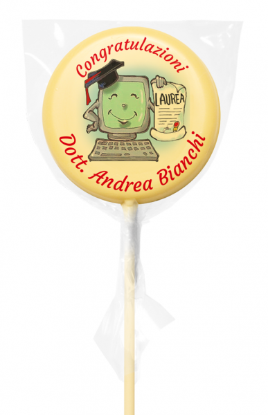 Lecca di cioccolato Baby tondo - 20 g - 5,4 cm - Lecca lecca di cioccolato personalizzati