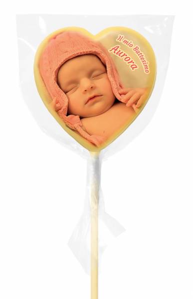 Lecca di cioccolato Baby cuore - 20 g - 5,4 cm - Lecca lecca di cioccolato personalizzati