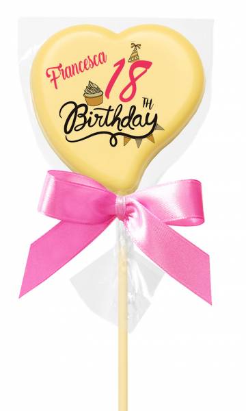 Lecca Lecca di cioccolato Cuore - 38 g - 7,5 cm - Lecca lecca di cioccolato personalizzati
