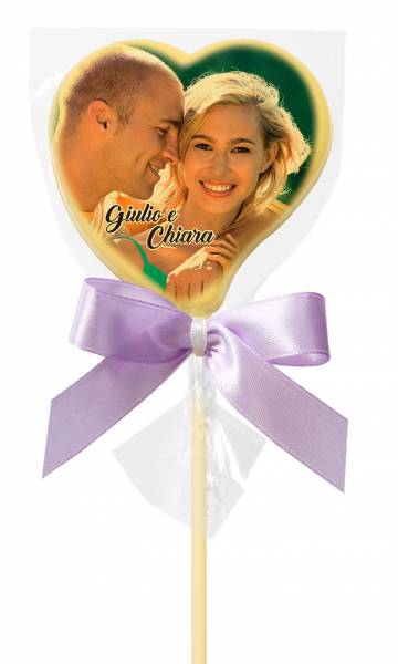 Lecca Lecca di cioccolato Cuore - 38 g - 7,5 cm - Lecca lecca di cioccolato personalizzati