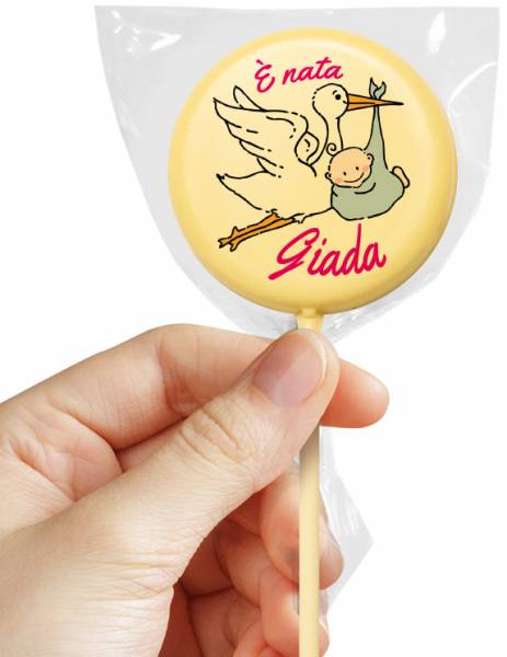 Lecca di cioccolato Baby tondo - 20 g - 5,4 cm - Lecca lecca di cioccolato personalizzati