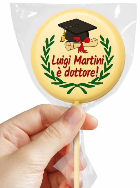 Lecca Lecca di cioccolato tondo - 38 g - 7,5 cm - Lecca lecca di cioccolato personalizzati