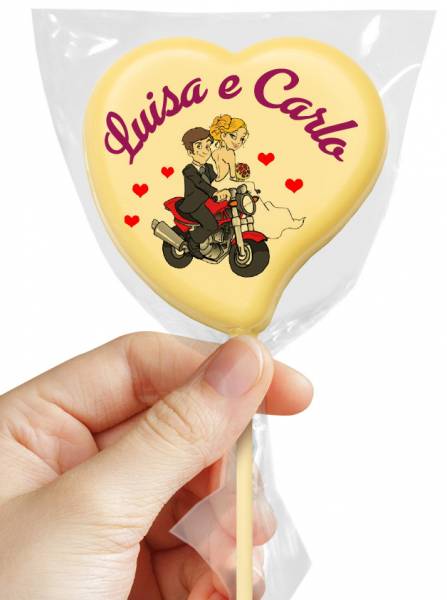 Lecca Lecca di cioccolato Cuore - 38 g - 7,5 cm - Lecca lecca di cioccolato personalizzati