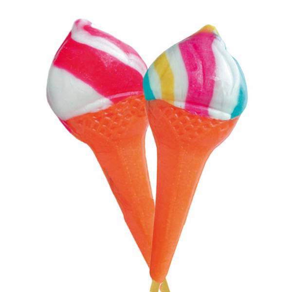 Lollipop a forma di cono gelato variegato e sapore frutta 