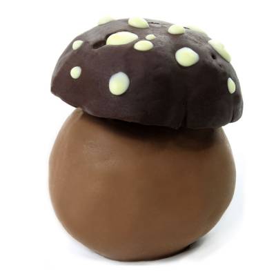Fungo porcino realizzato con tre cioccolati : bianco, Latte e Fondente.