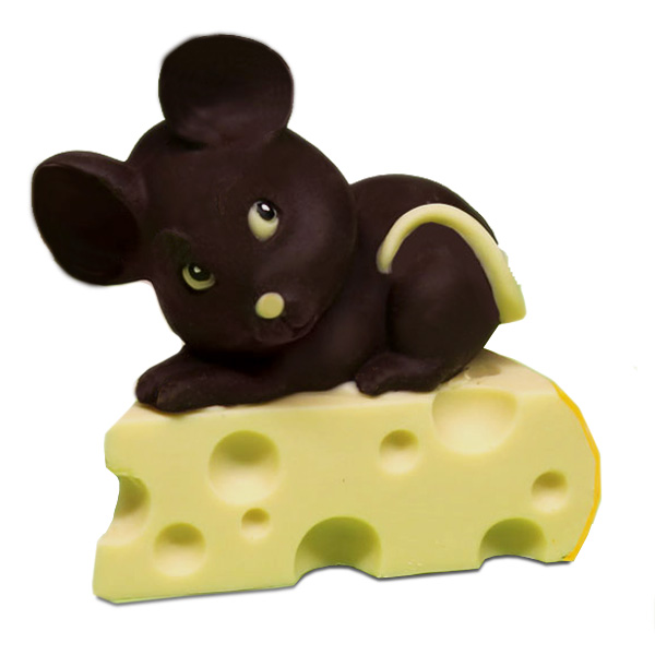 Topo sul formaggio di cioccolato - Uova di Pasqua - Animaletti di cioccolato - Cioccolato di Natale