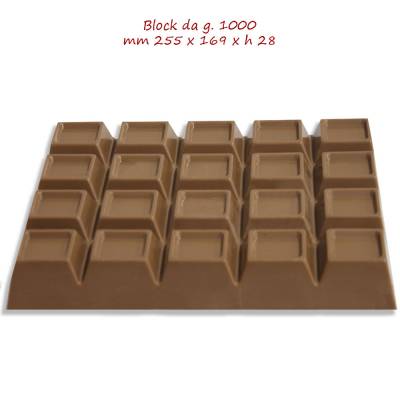 Block di cioccolato da kg 1 e puoi scegliere tra il Fondente, Bianco e Latte.