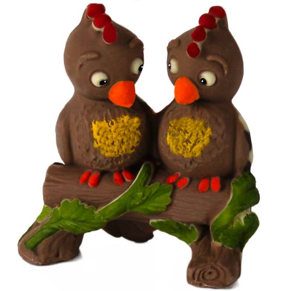 Coppia pappagallini inseparabili - Amore, Matrimonio, Anniversario, S. Valentino - Animaletti di cioccolato