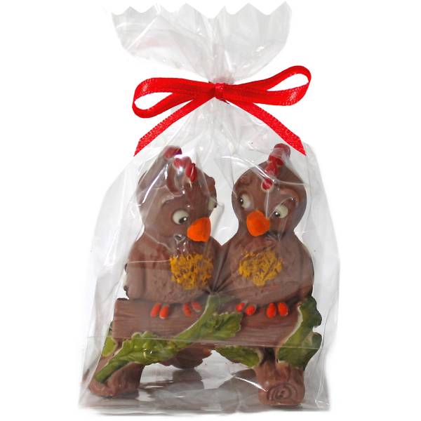 Coppia pappagallini inseparabili - Amore, Matrimonio, Anniversario, S. Valentino - Animaletti di cioccolato