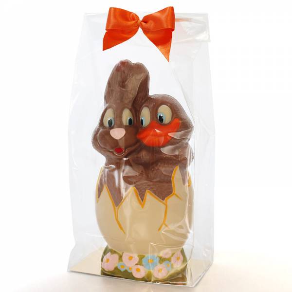 Uovo di Pasqua di cioccolato "Coniglio e papera abbracciati" - Uova di Pasqua