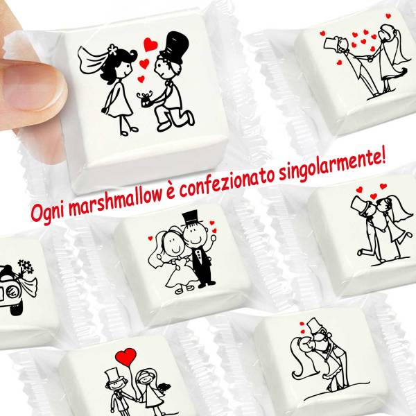 Marshmallow con scenette Matrimonio - Amore, Matrimonio, Anniversario, S. Valentino