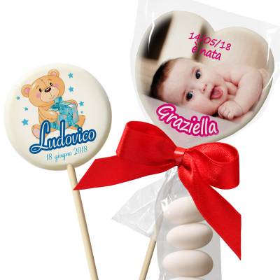 Bomboniere battesimo con lecca lecca personalizzati