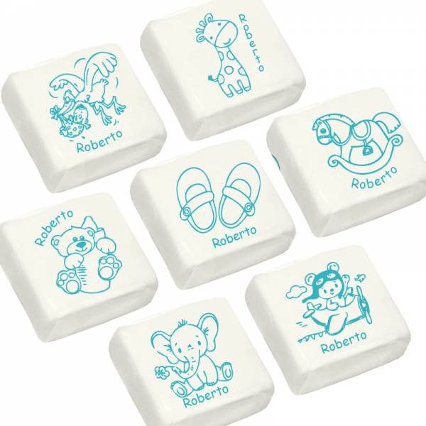 Marshmallow personalizzati con nome bebè - cm 3x3 - Battesimo e nascita