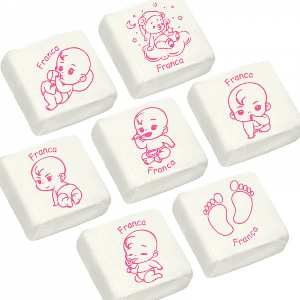 Marshmallow personalizzati con nome bebè - cm 3x3 - Battesimo e nascita