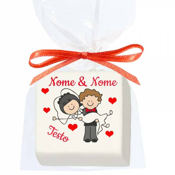 Marshmallow sposi personalizzati - cm 4,5x4,5 - Amore, Matrimonio, Anniversario, S. Valentino