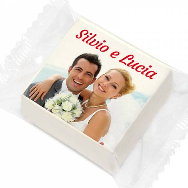 Marshmallow sposi personalizzati - cm 4,5x4,5 - Amore, Matrimonio, Anniversario, S. Valentino