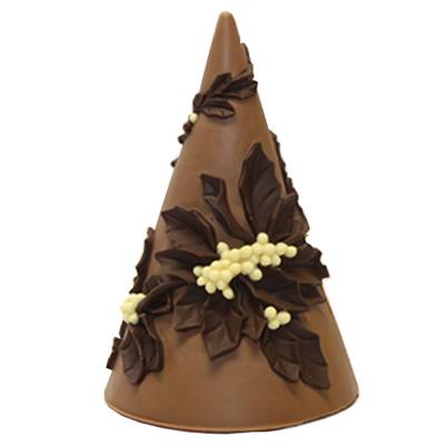 Albero di Natale con agrifoglio in rilievo di cioccolato