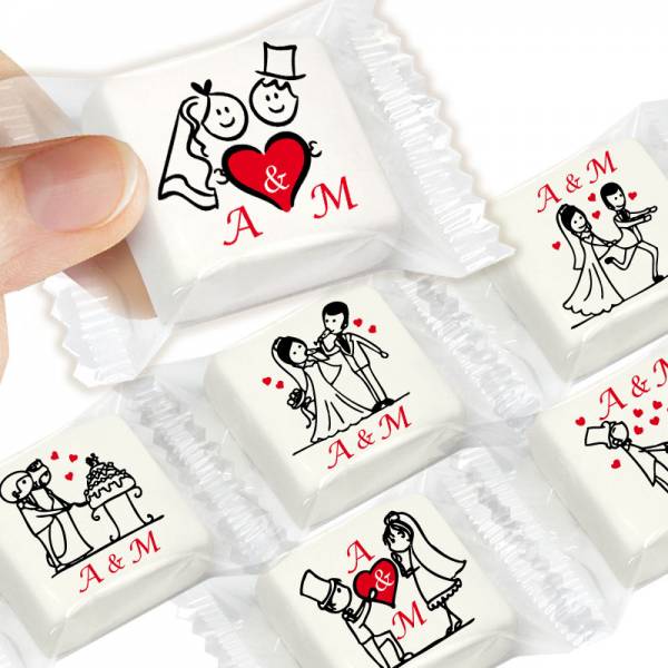 Marshmallow con le iniziali degli sposi - Amore, Matrimonio, Anniversario, S. Valentino