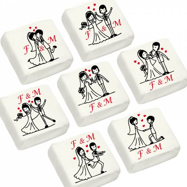 Marshmallow con le iniziali degli sposi - Amore, Matrimonio, Anniversario, S. Valentino