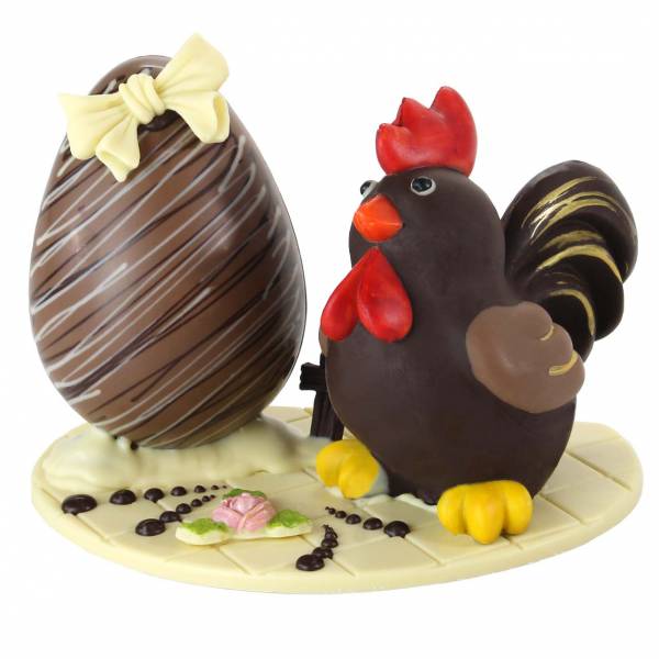 Composizione di cioccolato "Gallo e Uovo di Pasqua" - Uova di Pasqua
