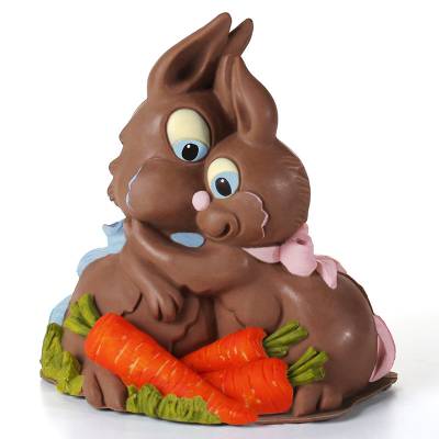 Coppia Conigli di cioccolato abbracciati con carotec