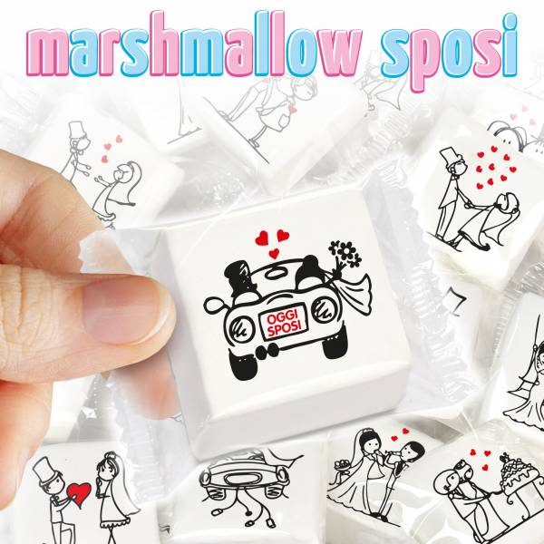 Marshmallow con scenette Matrimonio cm 4,5x4,5 - Fuori catalogo