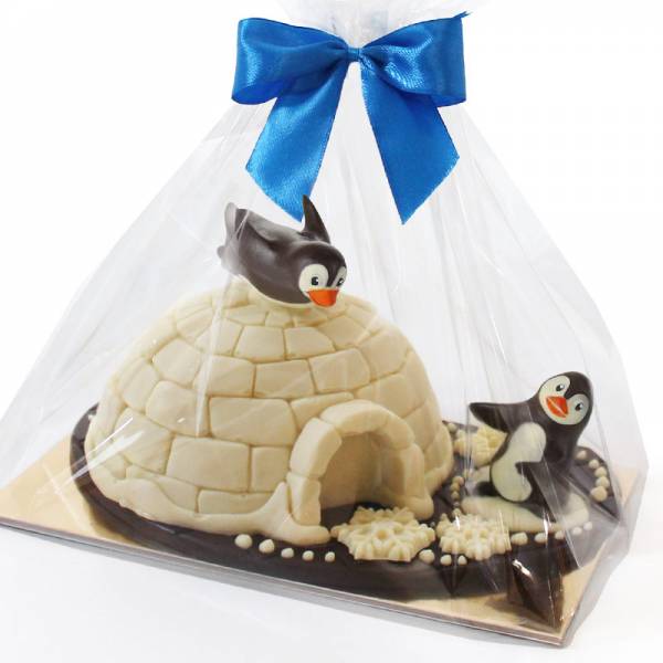 Igloo di cioccolato con coppia pinguini - Cioccolato di Natale
