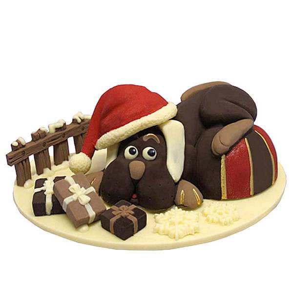 Cane con cappello di Natale di cioccolato - Cioccolato di Natale