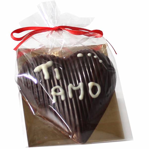 Cuore di cioccolato con righe e frasi - Amore, Matrimonio, Anniversario, S. Valentino - Festa della Mamma e della Donna - Festa del Papà